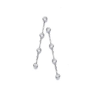 Silver Rubover Clear CZ's Drop Earrings