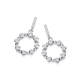 Silver Rubover CZ Circle Of Life Drop Earrings