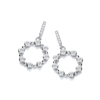 Silver Rubover CZ Circle Of Life Drop Earrings
