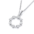 Silver Rubover CZ Circle Pendant With Chain