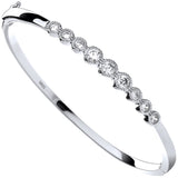 Silver Rubover CZ Ladies Hinged Bangle
