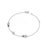 Silver Rubover Green & Clear CZ's Ladies Bracelet