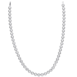 Silver Rubover Round CZ Halo Style Tennis Collarette