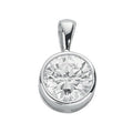 Silver Rubover Set CZ Single Stone Pendant 2.2g