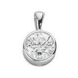 Silver Rubover Set CZ Single Stone Pendant 2.2g