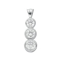 Silver Rubover Set CZ Trilogy Drop Pendant