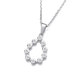 Silver Rubover Teardrop CZ Pendant With Chain