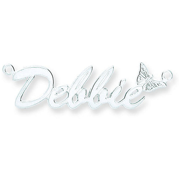 Silver Script Butterfly Nameplate With 16"/18"/20" Chain
