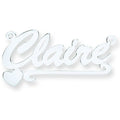 Silver Script Heart Scroll Nameplate With 16"/18"/20" Chain