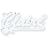 Silver Script Heart Scroll Nameplate With 16"/18"/20" Chain