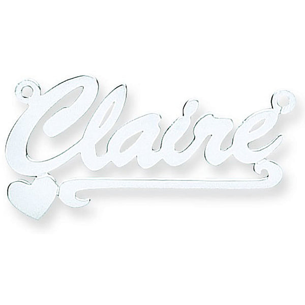 Silver Script Heart Scroll Nameplate With 16"/18"/20" Chain