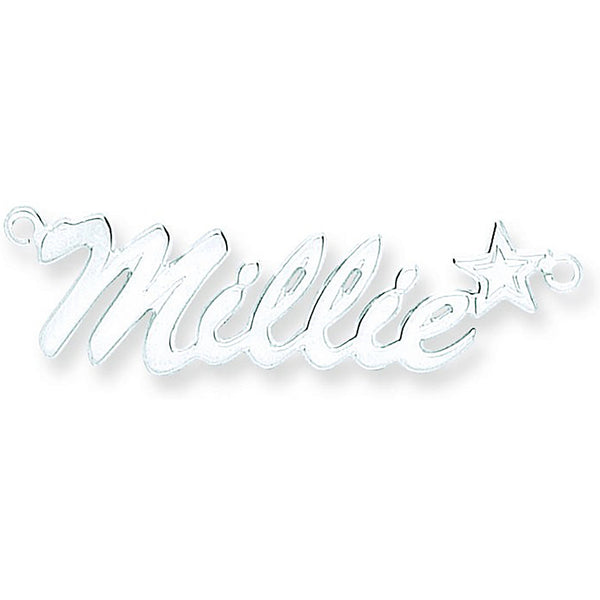 Silver Script Star Nameplate With 16"/18"/20" Chain