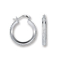 Silver Single Row Crystal Hoop Earrings 2.5g
