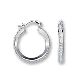 Silver Single Row Crystal Hoop Earrings 2.5g