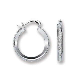 Silver Single Row Crystal Hoop Earrings 2.5g