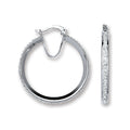 Silver Single Row Crystal Hoop Earrings 4.5g