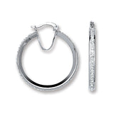 Silver Single Row Crystal Hoop Earrings 4.5g