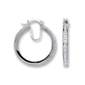 Silver Single Row Crystal Hoop Earrings 4g