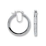 Silver Single Row Crystal Hoop Earrings 4g