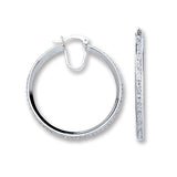 Silver Single Row Crystal Hoop Earrings 5.5g