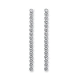 Silver Single Row CZ Drop Earrings