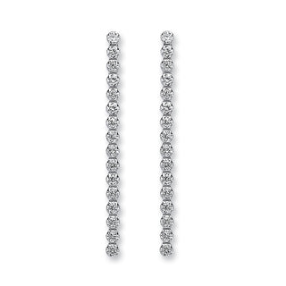 Silver Single Row CZ Drop Earrings