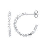 Silver Skinny Set CZ Hoop Earrings