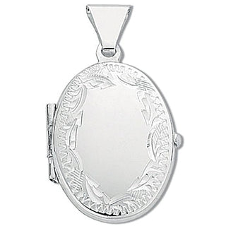 Silver Small Engraved Oval Shaped Locket (£90)