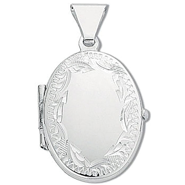 Silver Small Engraved Oval Shaped Locket (£90)