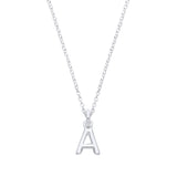 Silver Small Plain Initial 16" + 1" Necklace