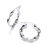 Silver Small Round Twist Hoop Earrings