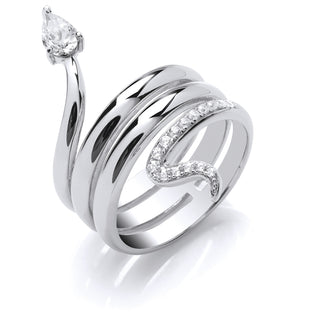 Silver Snake CZ Ring