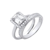Silver Solitaire & Half Et Bridal Set Rings