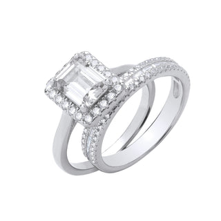 Silver Solitaire & Half Et Bridal Set Rings
