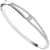 Silver Split Shank CZ Ladies Hinged Bangle