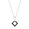 Silver Square Black Enamel Pendant Chain