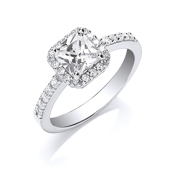 Silver Square CZ Ring