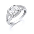 Silver Square CZ Split Shank Ring
