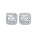 Silver Square CZ Stud Earrings