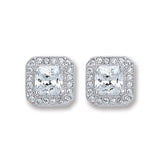 Silver Square CZ Stud Earrings