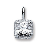 Silver Square Shape CZ Pendant