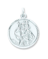Silver St Christopher D/c, Plain Back Pendant