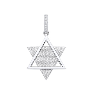 Silver Star Of David CZ Pendant