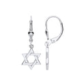 Silver Star Of David Drop Earrings
