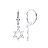 Silver Star Of David Drop Earrings