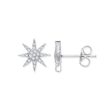 Silver Starburst CZ Studs