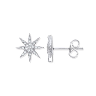 Silver Starburst CZ Studs