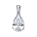 Silver Sterling Silver Pear CZ Pendant