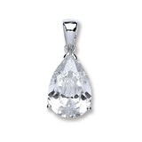 Silver Sterling Silver Pear CZ Pendant