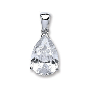 Silver Sterling Silver Pear CZ Pendant